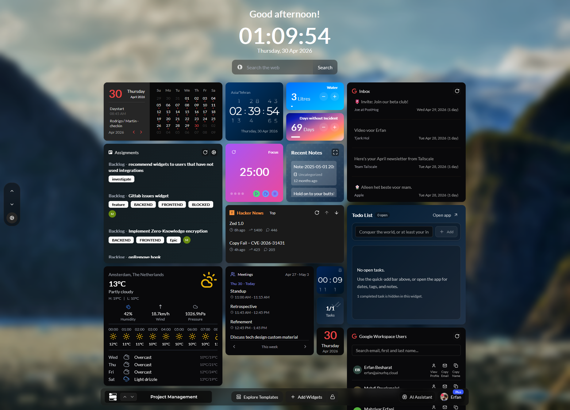 UniDeck dashboards